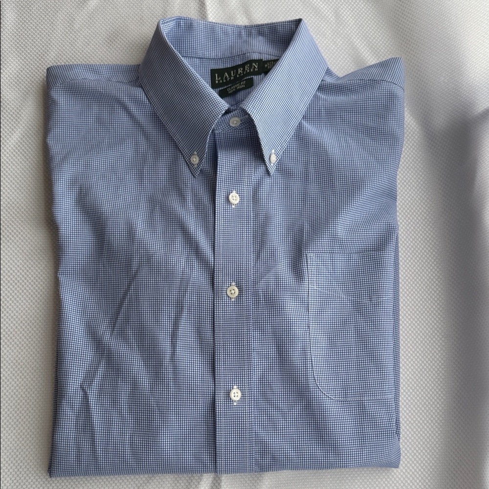 Ralph Lauren Men's Blue Gingham Dress Shirt - 18-36/37